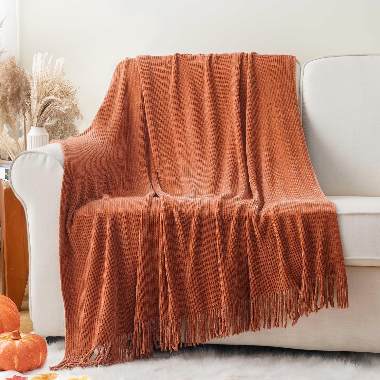 Thumbnail 1 de BATTILO HOME Rust Orange Throw Blanket 60"x80" 🛋