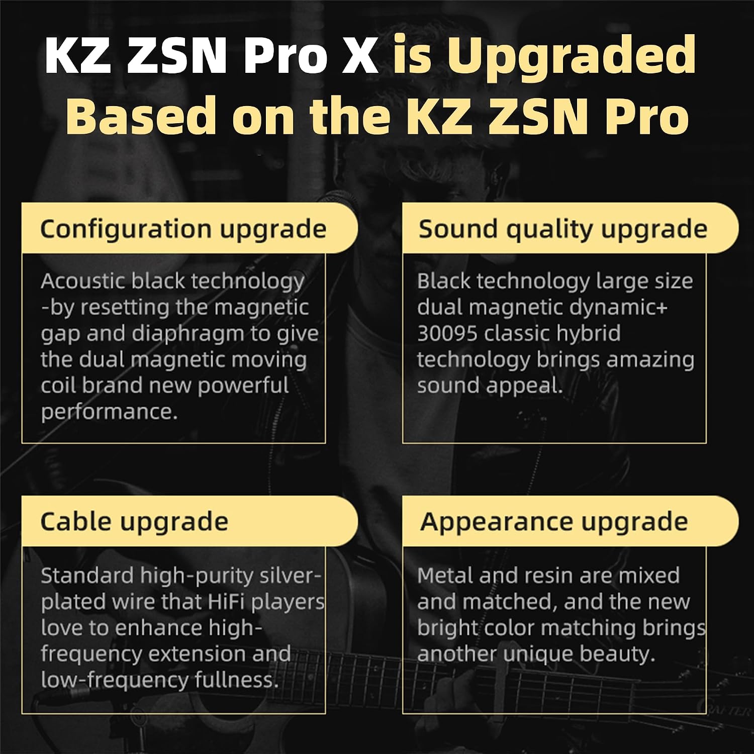 Detalle 2 de KZ ZSN PRO X in-ear oortelefoon met hybride 1DD/1BA-drivers, zwart