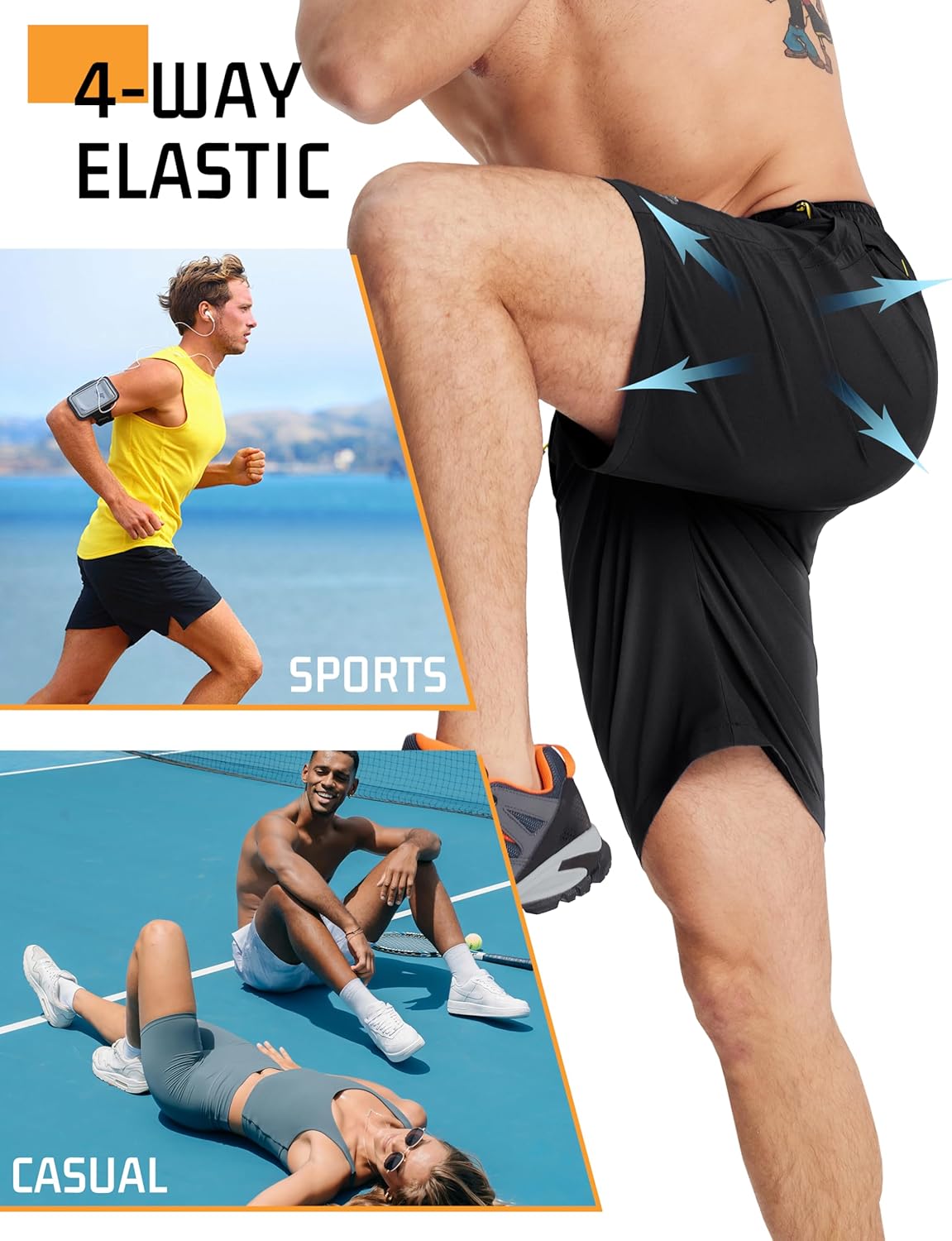 Thumbnail 4 de TACVASEN Men’s Quick-Drying Training Shorts with Zip Pockets