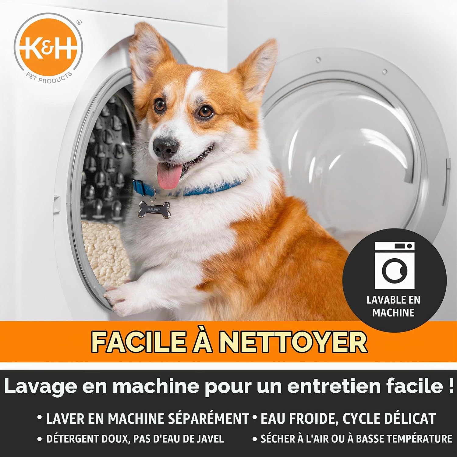 Detalle de K&H Pet Products microfleece kussen voor hondenwieg, lichtbruin, medium, 50 x 80 cm