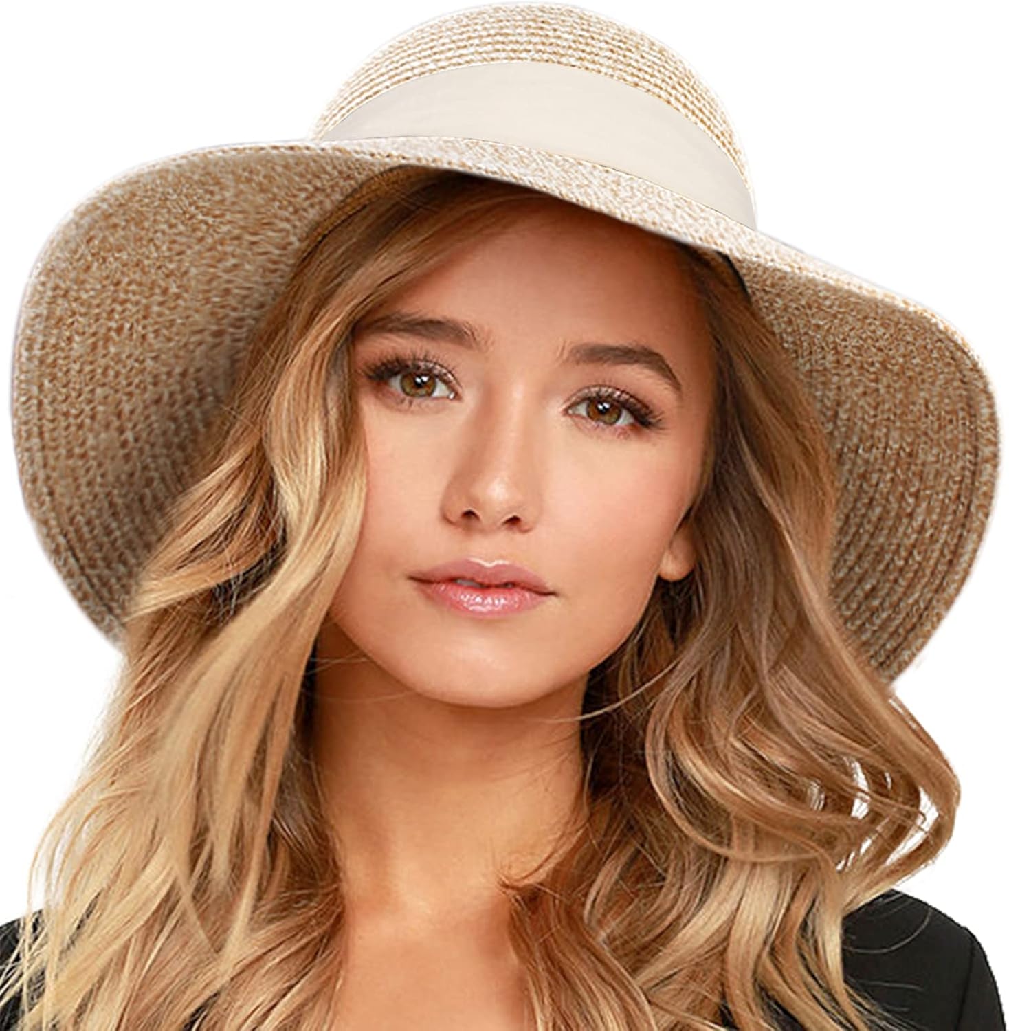 Detalle de FURTALK Beach Sun Straw Hat UPF 80+