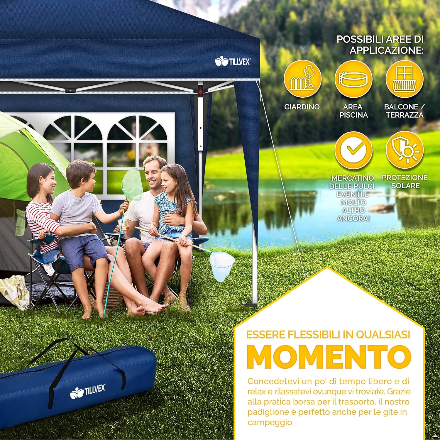 Thumbnail 6 de tillvex Gazebo 3x3m impermeabile per giardino