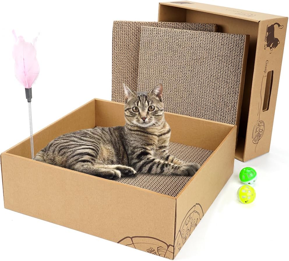 Thumbnail 6 de ARGOPET Cat Cardboard House with 2 Scratching Pads: a cosy, double-storey hideaway and scratcher for indoor cats