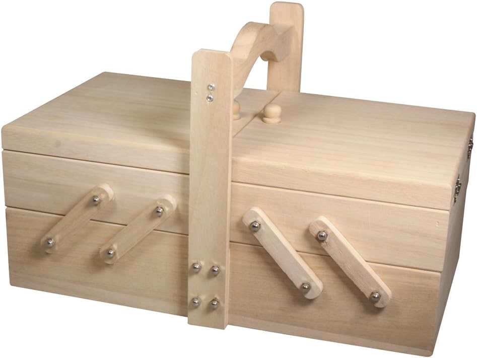 Detalle 2 de Rayher 48216000 Wooden Sewing Box, FSC-Certified, Two Levels and Fold-Out Trays