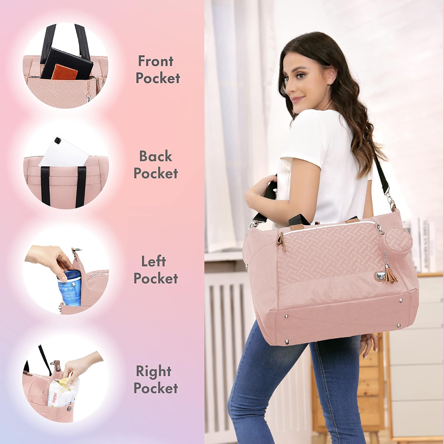 Thumbnail 4 de Dikaslon borsa fasciatoio per neonati con porta ciuccio, fasciatoio portatile e tracolla regolabile