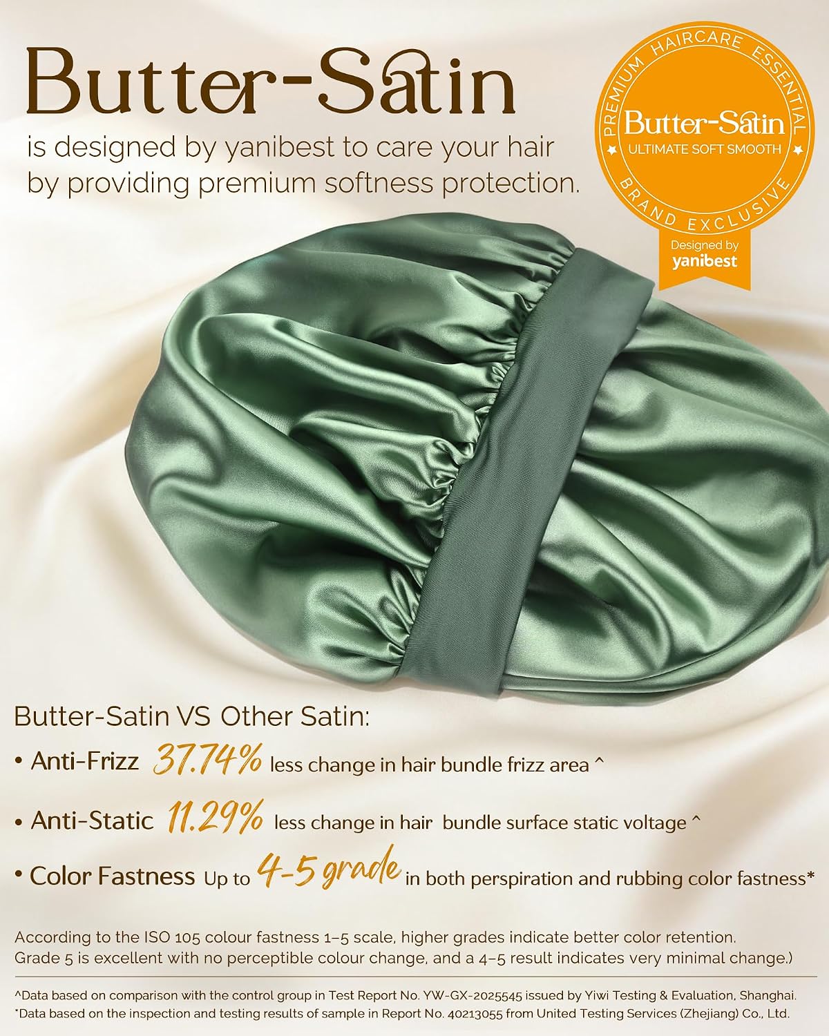Detalle de YANIBEST Silk Bonnet for Sleeping Women: Double Layer Satin Sleep Cap with Elastic Band