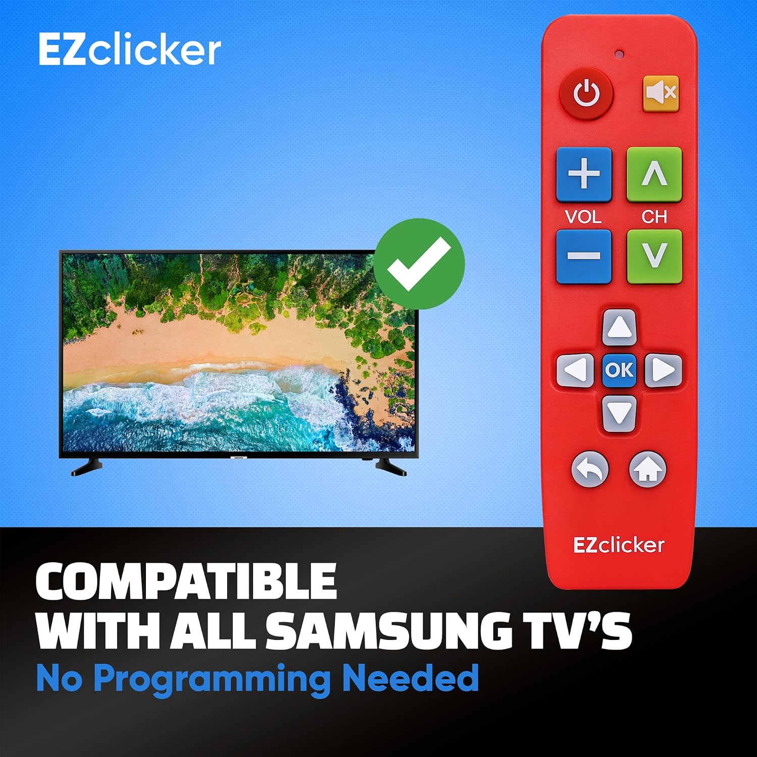 Detalle de Samsung Replacement TV Remote (Red) with Big Buttons for Samsung TVs Only