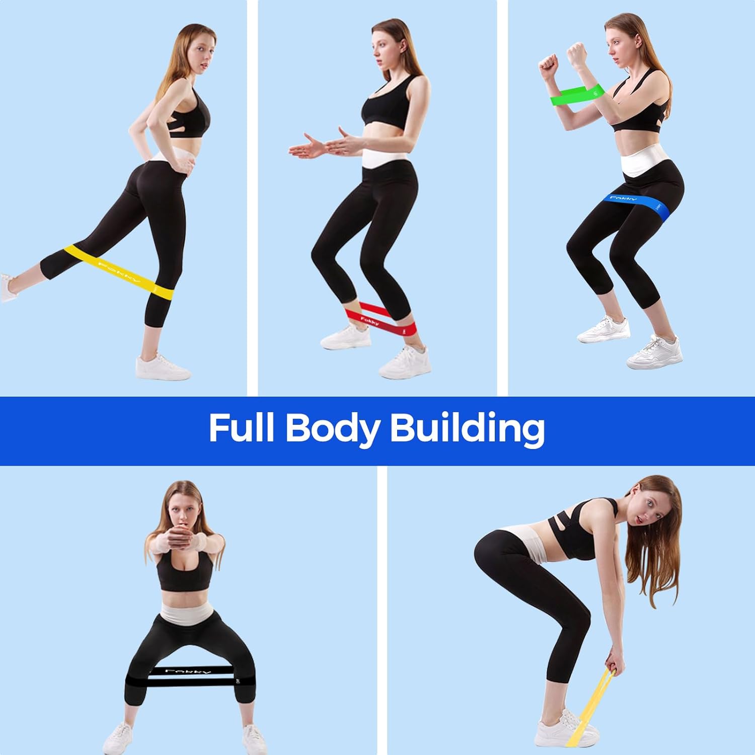 Thumbnail 4 de Fokky Elastici Fitness (Set di 5) – Bande di Resistenza a 5 livelli per Crossfit, Yoga e Pilates