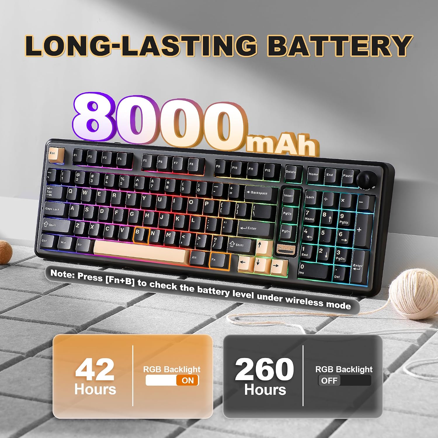 Thumbnail 6 de YUNZII B98 PRO QMK/VIA Wireless Mechanical Gaming Keyboard: 96% Layout with Numpad, Dual-Style Cat/Metal Knob and Hot-Swappable GPIO