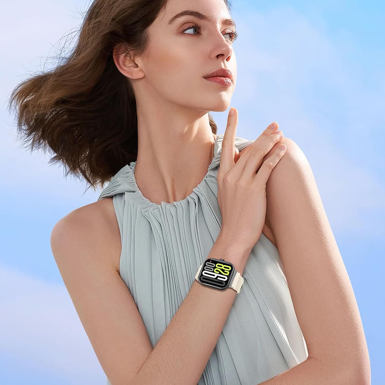 Detalle de chinbersky Geflochtenes Nylon-Armband für Xiaomi Band 8 Pro/9 Pro und Redmi Watch – Magnetverschluss, elastisch, atmungsaktiv