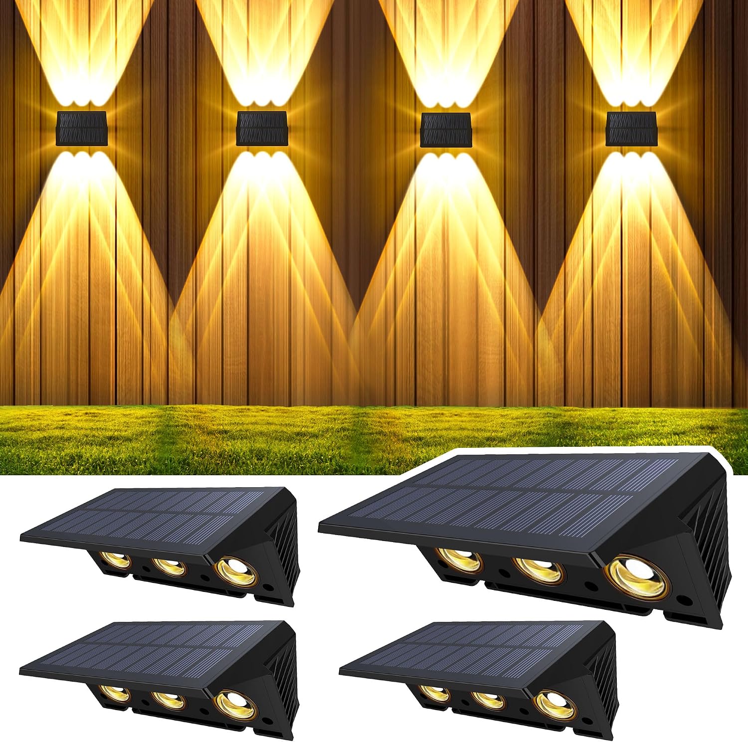 Detalle de Delaiglow Lampade Solari da Esterno 4 Pezzi: Luce LED Calda, Impermeabili IP67 e Installazione Facile per Giardino e Recinzione