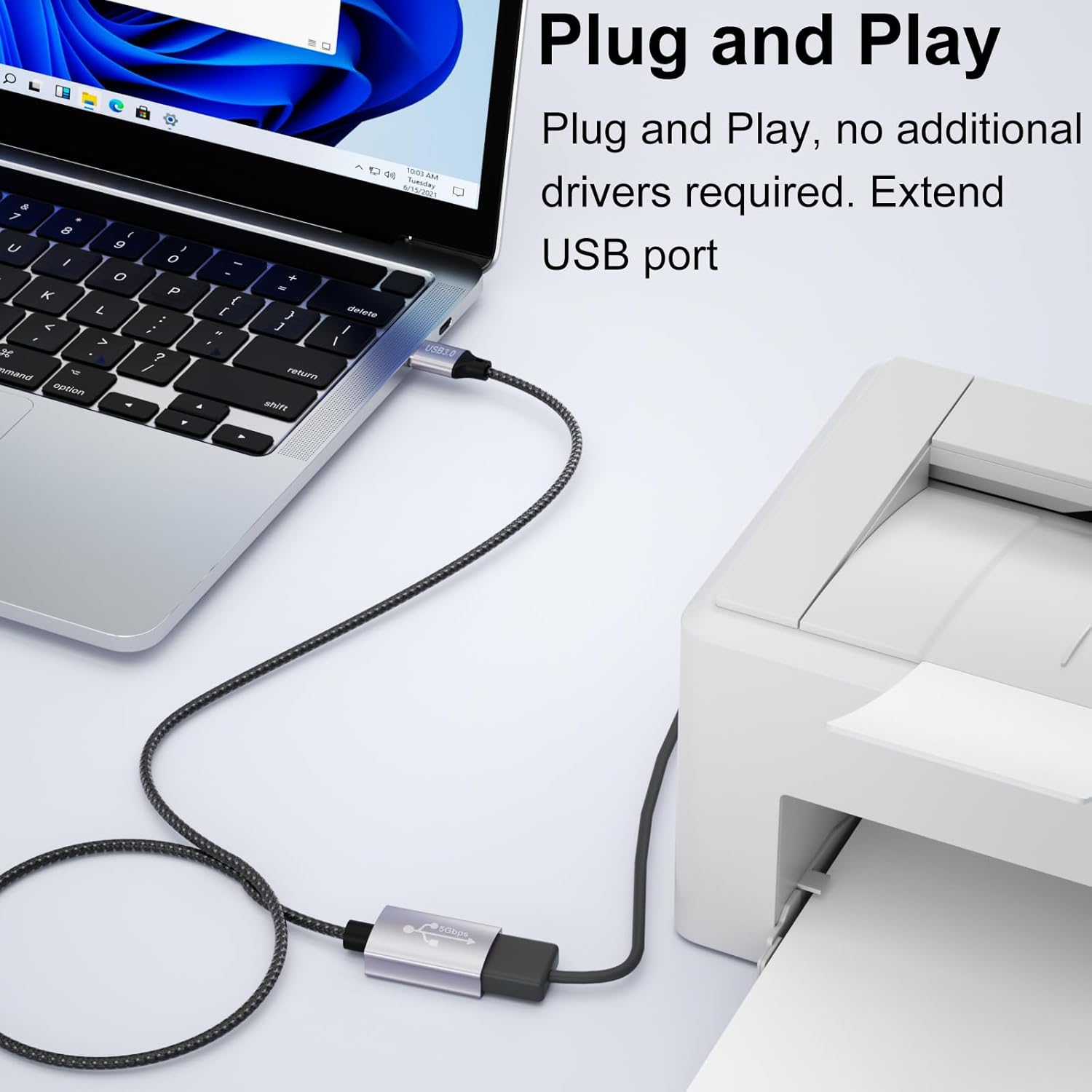 Thumbnail 3 de lalasis USB 3.0 Extension Cable (5m) 5Gbps, USB-A to USB-A for USB sticks, printers, hubs and PS5/PS4