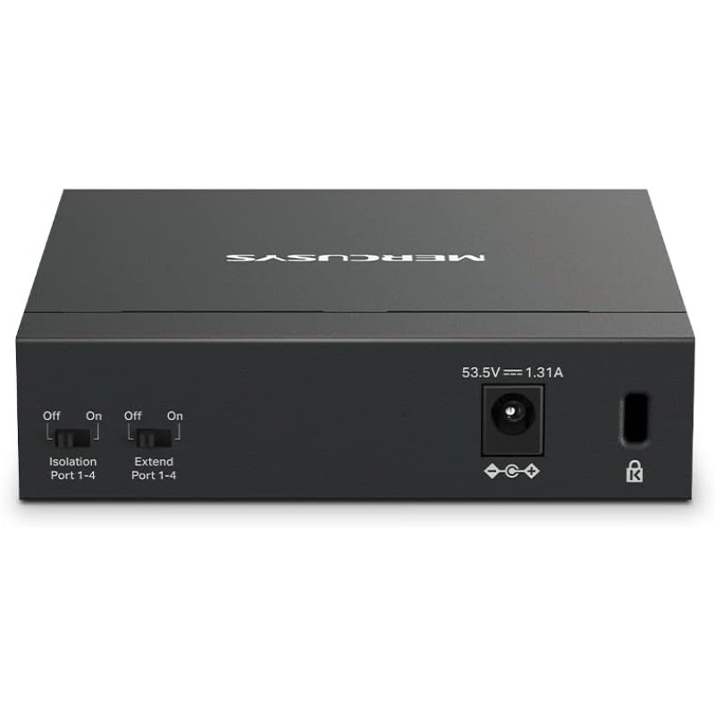 Detalle de Mercusys MS105GP: Switch Gigabit de 5 puertos PoE para redes domésticas y pequeñas oficinas