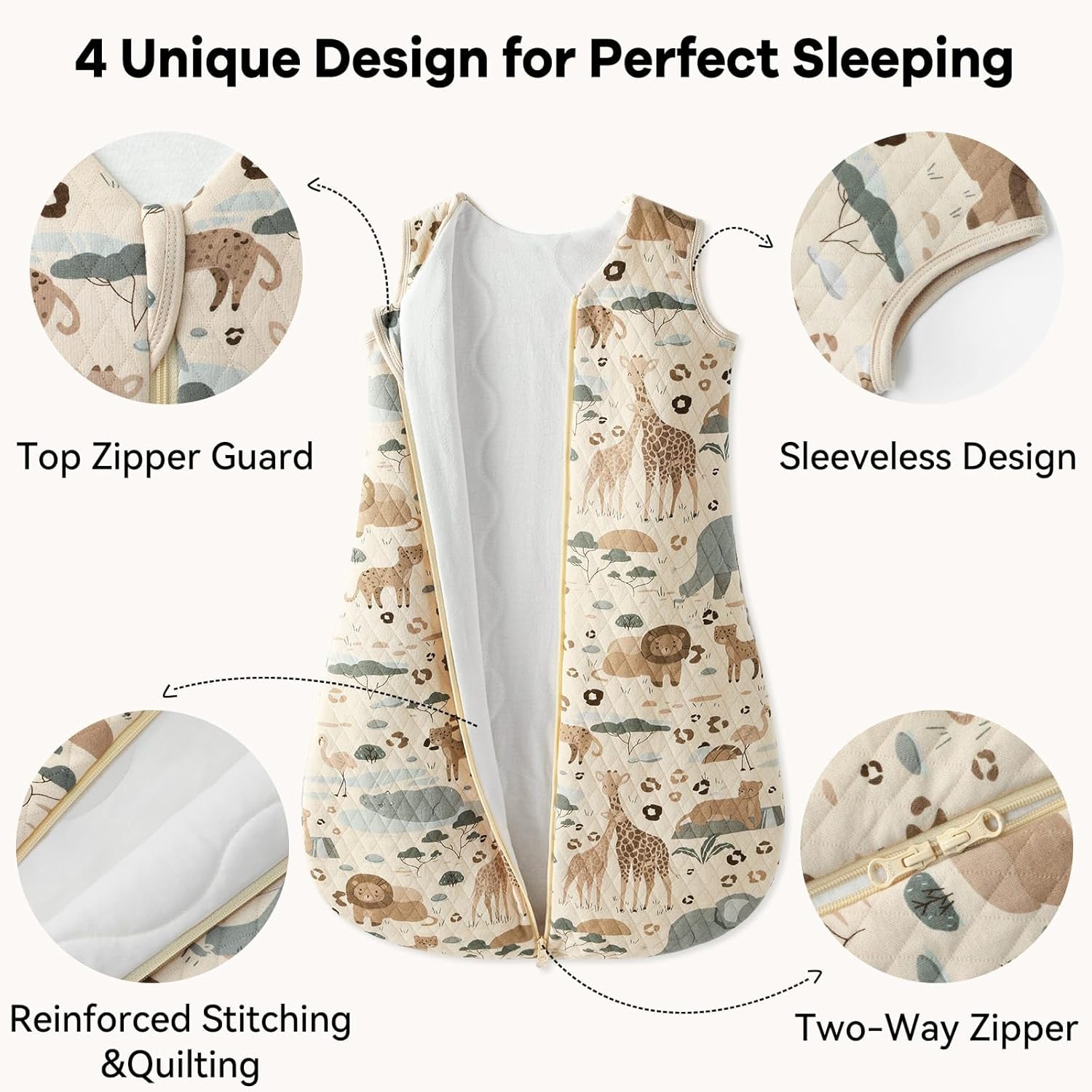 Thumbnail 2 de Unnivoll Babyschlafsack 1,5 Tog (18–36 Monate) aus Baumwolle – Winter/Herbst, warm & weich, 90 cm