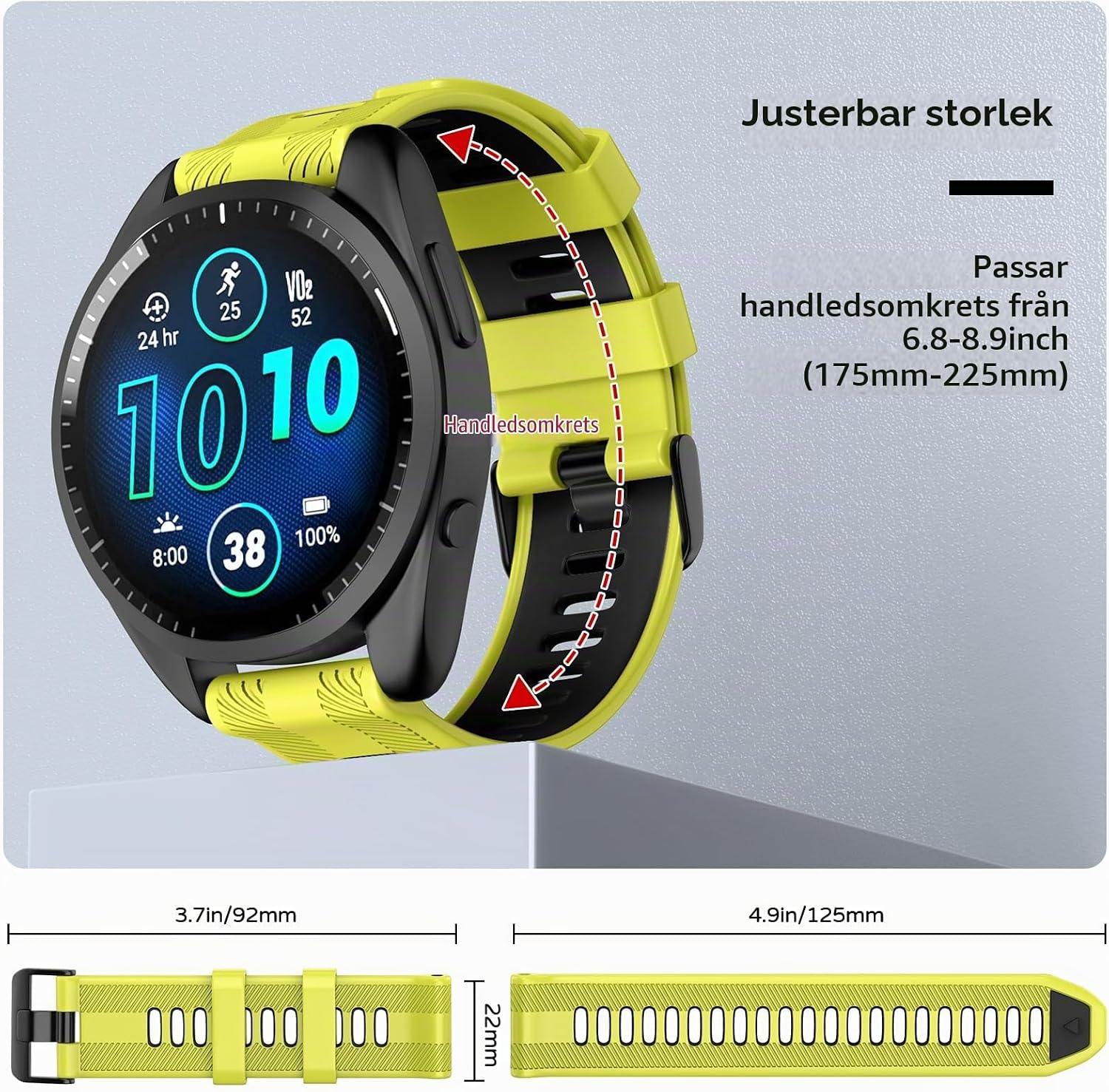 Detalle de U-LIMVE 22 mm silikonarmband för Garmin Forerunner och Fenix 5