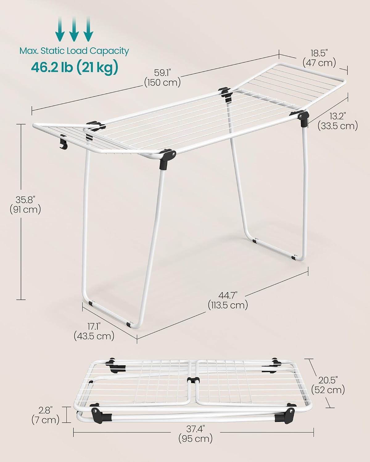 Thumbnail 5 de SONGMICS Clothes Drying Rack ULLR520WK01