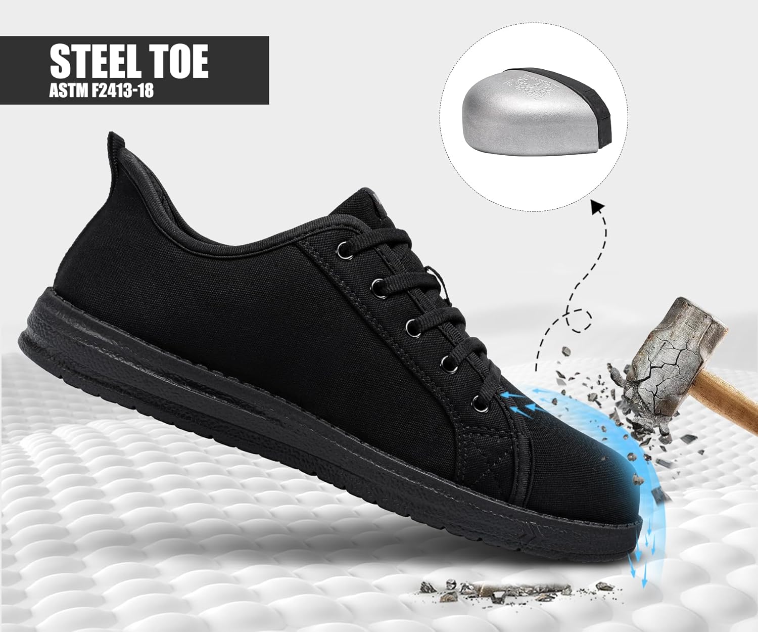 Thumbnail 1 de LARNMERN steel toe cap safety trainers – lightweight slip-on work shoes