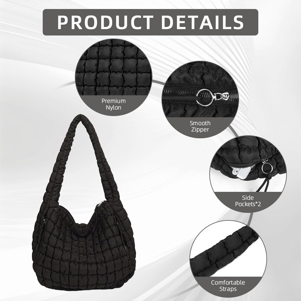 Detalle de Aucuu Sac Fourre-tout Matelassé : grand sac à main matelassé, léger et polyvalent pour femme