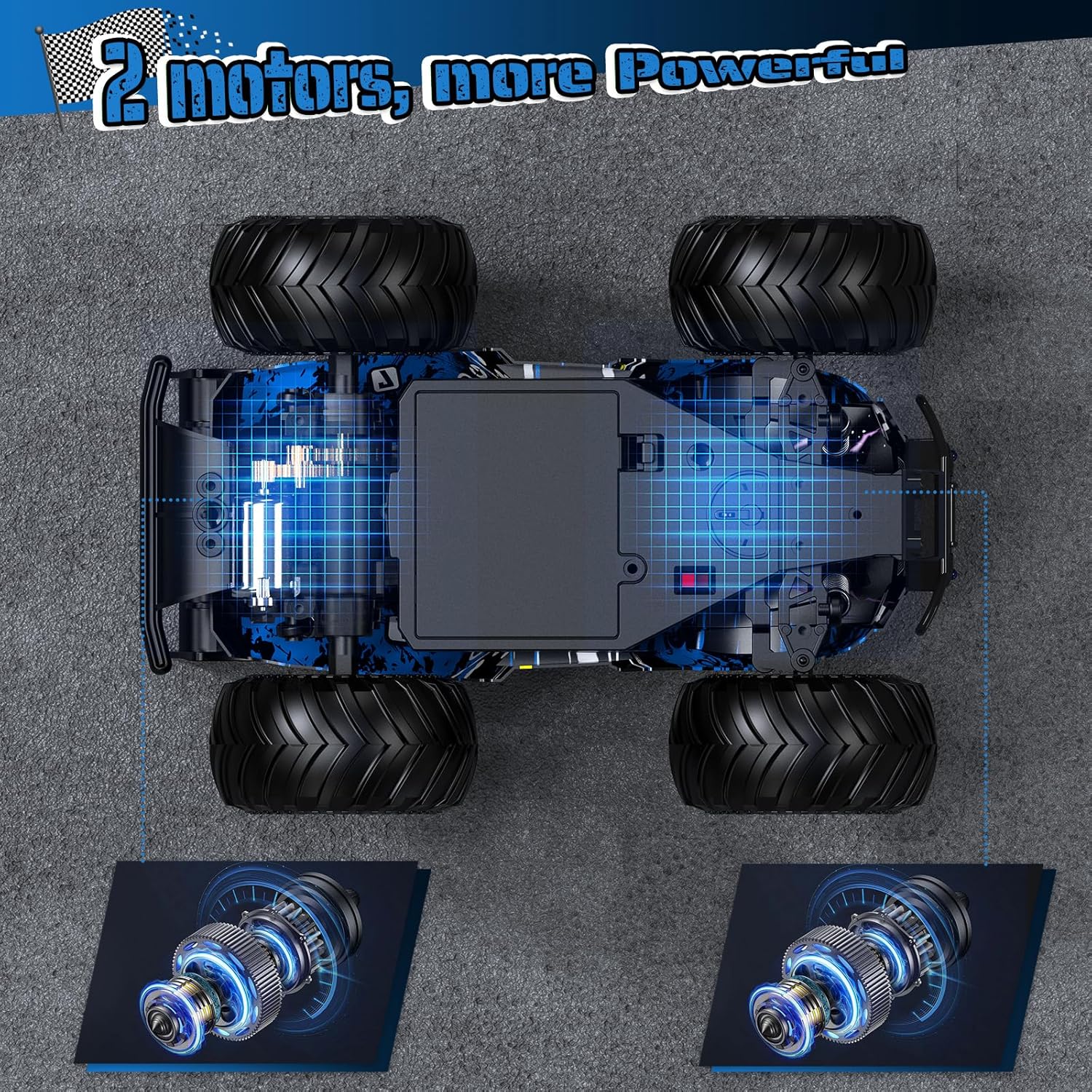 Thumbnail 6 de Hielse Remote Control Car (All-Terrain RC Truck) 1:20, 2.4GHz, LED, 10KM/H, Rechargeable (RTR) for Kids