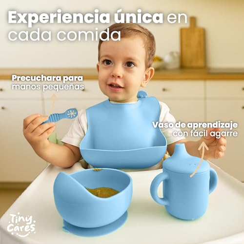 Thumbnail 3 de TINYCARES Vajilla Bebe Silicona con Vaso de Aprendizaje y Cuchara de Desarrollo Motor