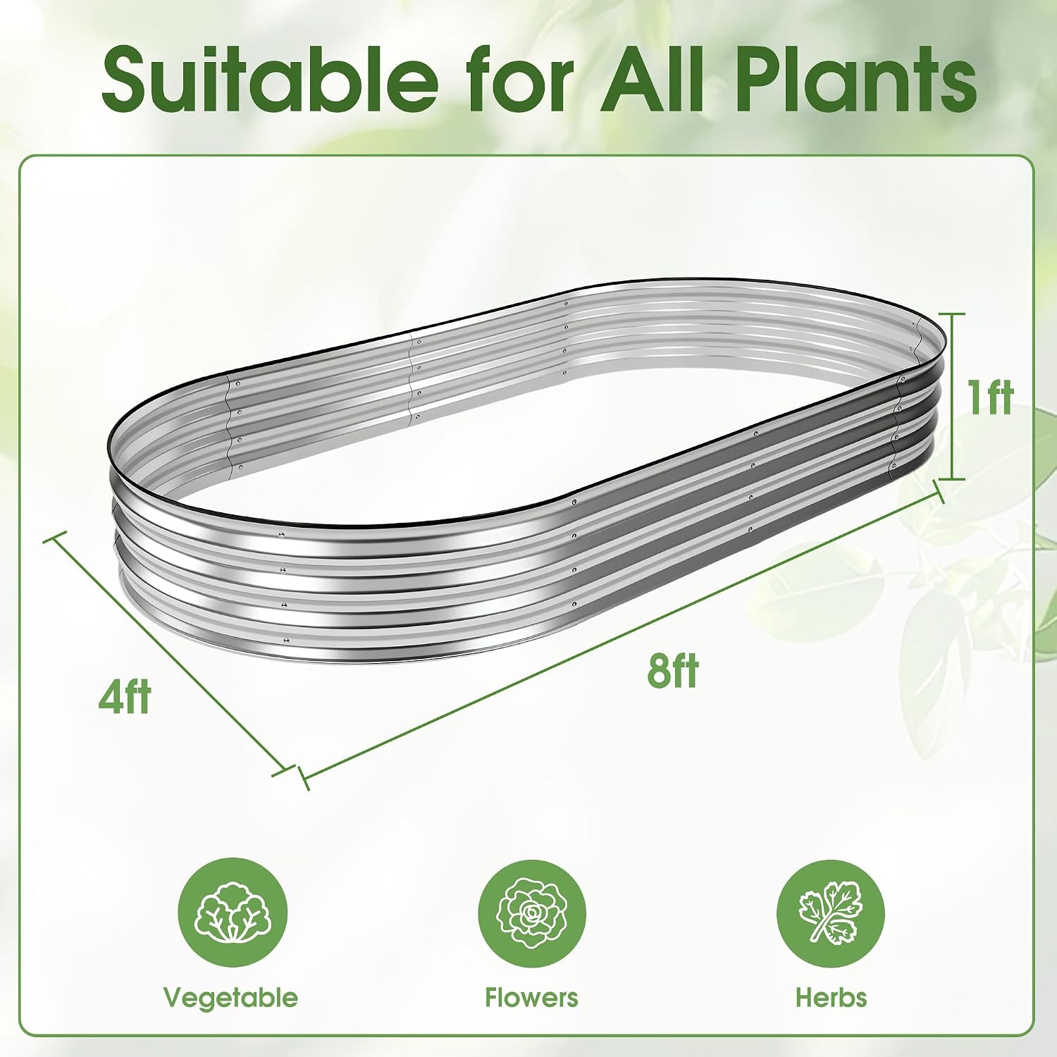 Detalle 1 de NEWBULIG Galvanized Raised Garden Bed 8x4x1ft