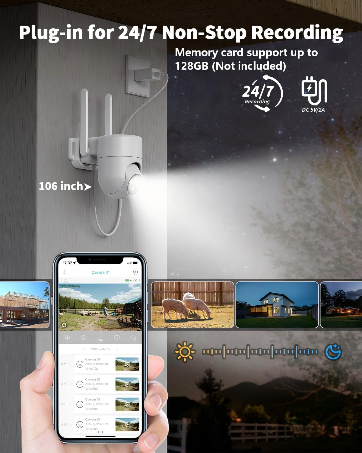 Thumbnail 2 de NUASI 4G LTE Outdoor Security Camera with 2K PTZ, 24/7 Recording and AI Human Detection