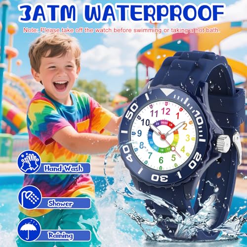 Detalle de GUUMUXIN Reloj Infantil con Manecillas: Esfera Multicolor y Correa Suave