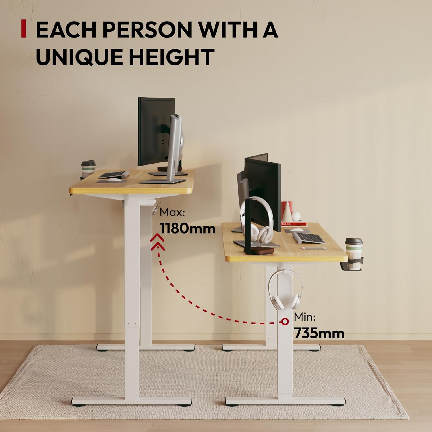 Thumbnail 3 de SANODESK Bureau assis-debout électrique réglable 140x60 cm avec mémoires et système anti-collision
