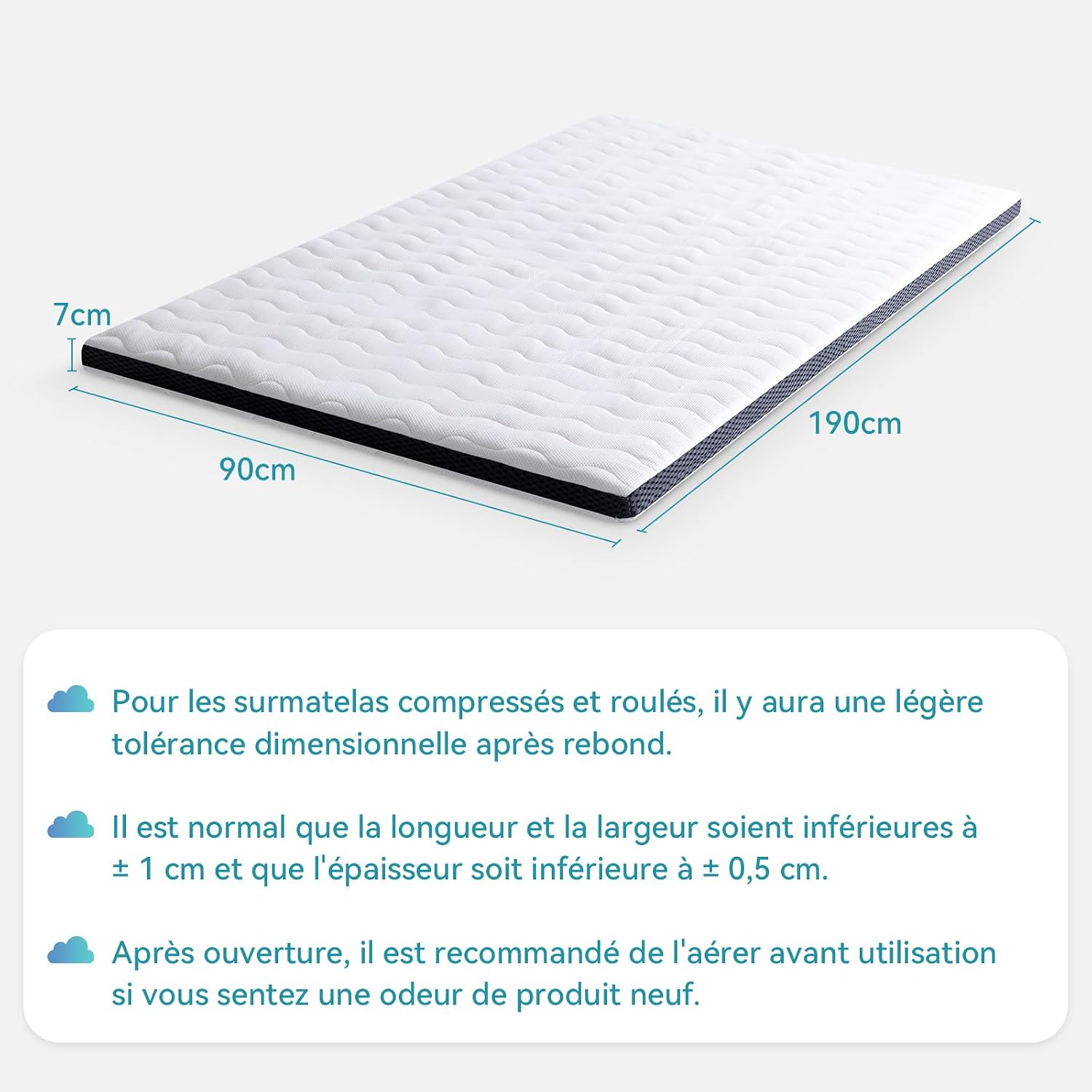 Thumbnail 10 de Amazon Basics Colchón Viscoelástico Topper 90x190 cm