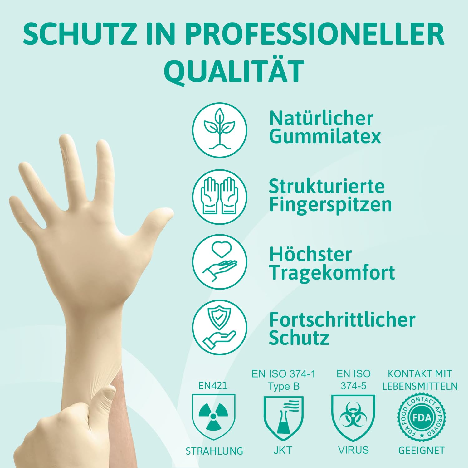 Detalle 2 de Ansell Microflex 63-864 Einmalhandschuhe – Latex, Texturierte Fingerspitzen, Größe M, 100 Stück