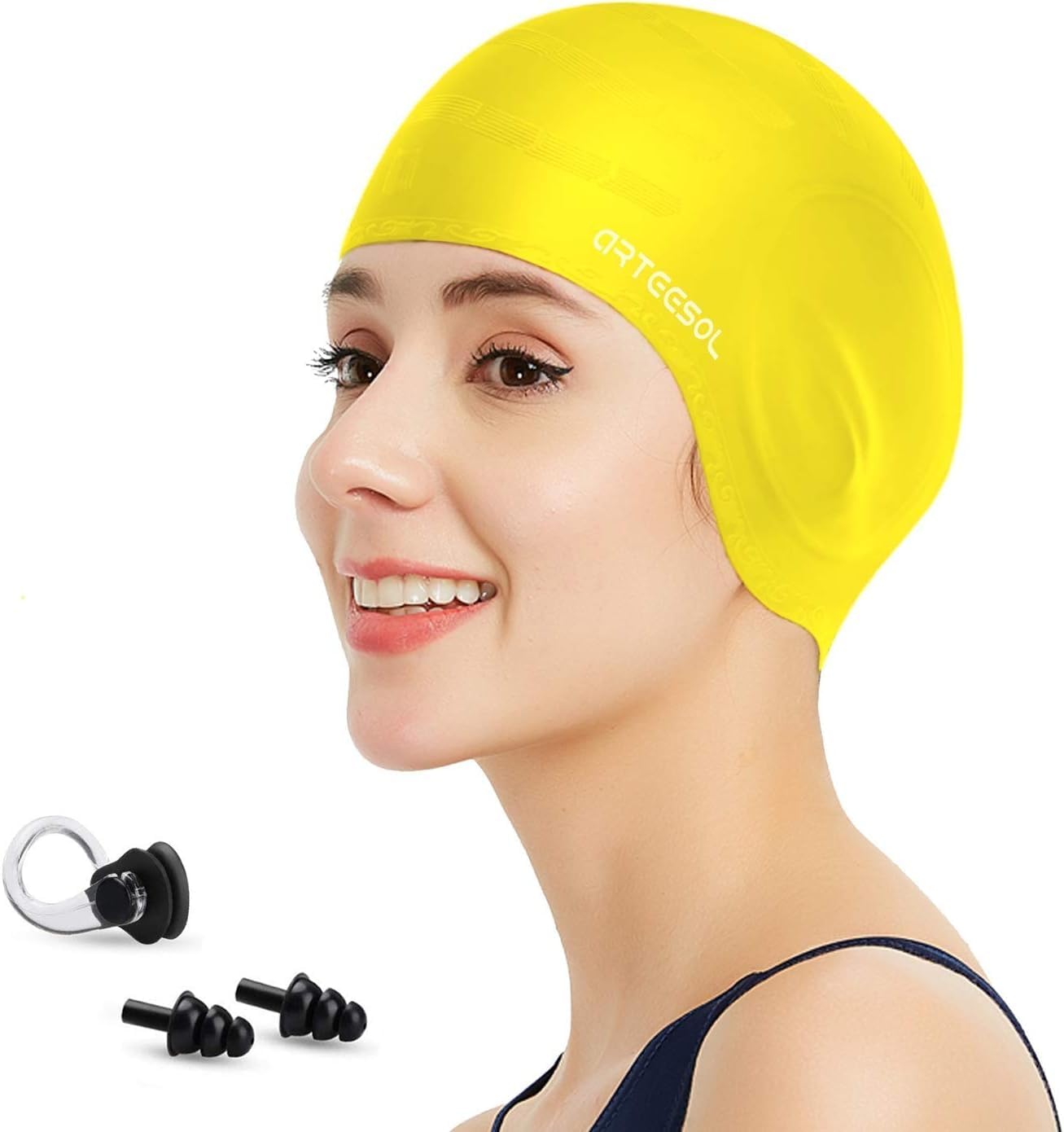 Detalle 2 de Blackace arteesol Swimming Cap 3D Ear Design