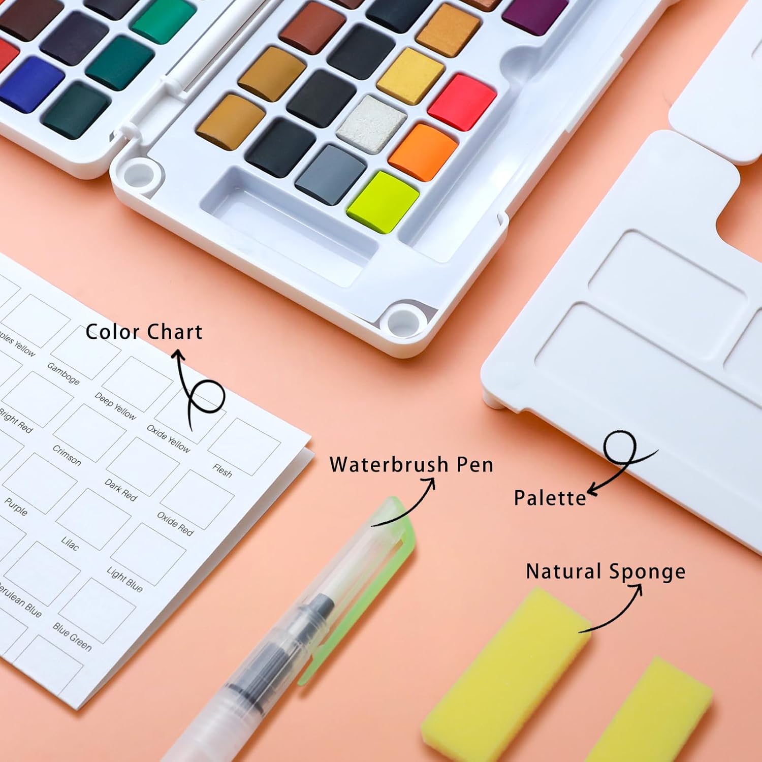 Thumbnail 2 de Artecho Aquarellfarben-Set mit 72 Farben in tragbarer Box inkl. Wassertankpinsel