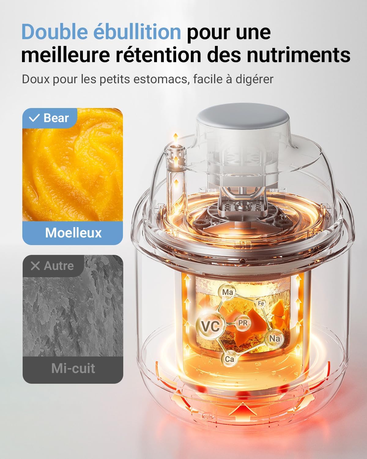 Detalle de Bear Cuiseur vapeur 8 en 1 avec mixeur Premium bébé