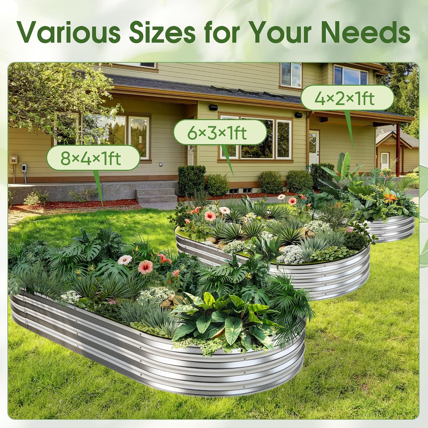 Detalle 2 de NEWBULIG Galvanized Raised Garden Bed 8x4x1ft