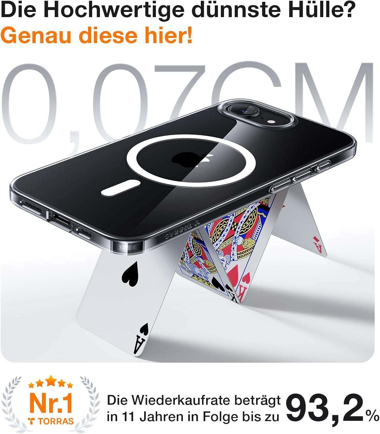 Thumbnail 1 de TORRAS Ultra Dünn Case für iPhone 17e / iPhone 16e mit MagSafe, transparent – kratzfest & Soft-Touch-Griff