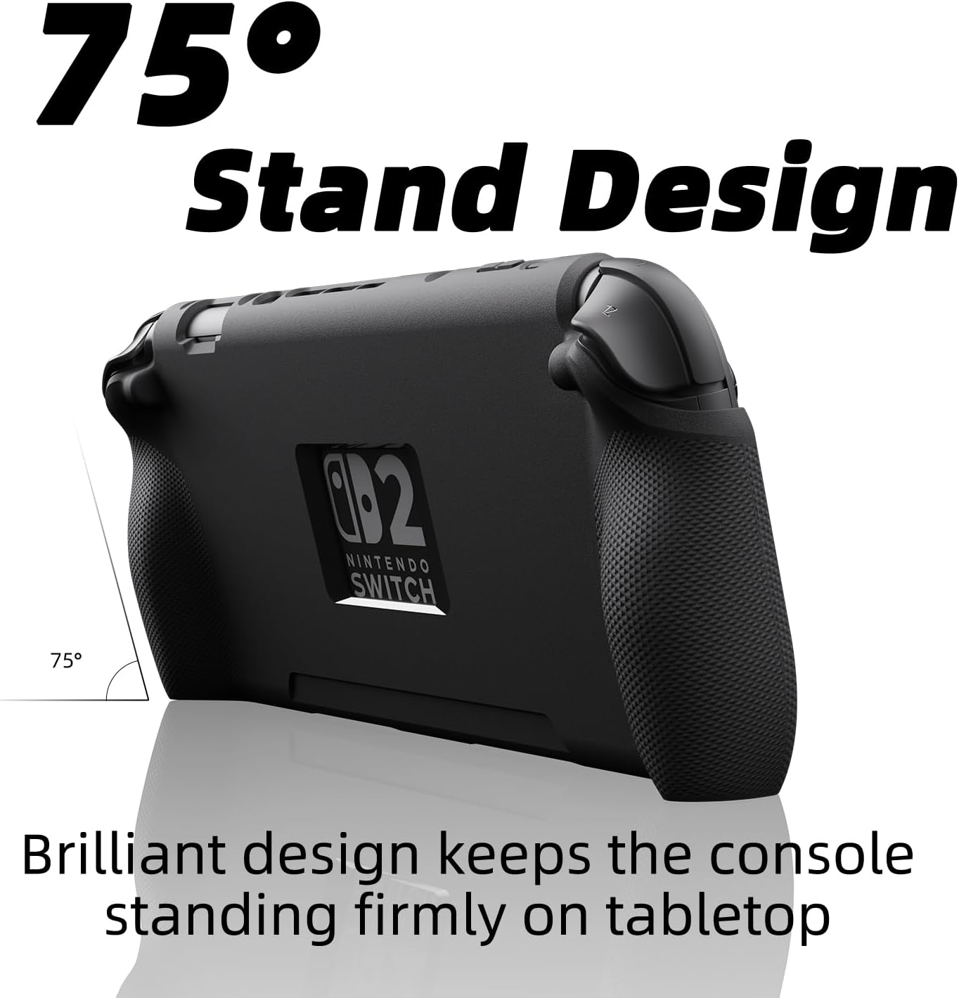 Detalle 2 de Savage Raven StandGrip Front Cover Bundle für Nintendo Switch 2 – Hard-Shell Front Cover Smoky Black + StandGrip Textured Grips