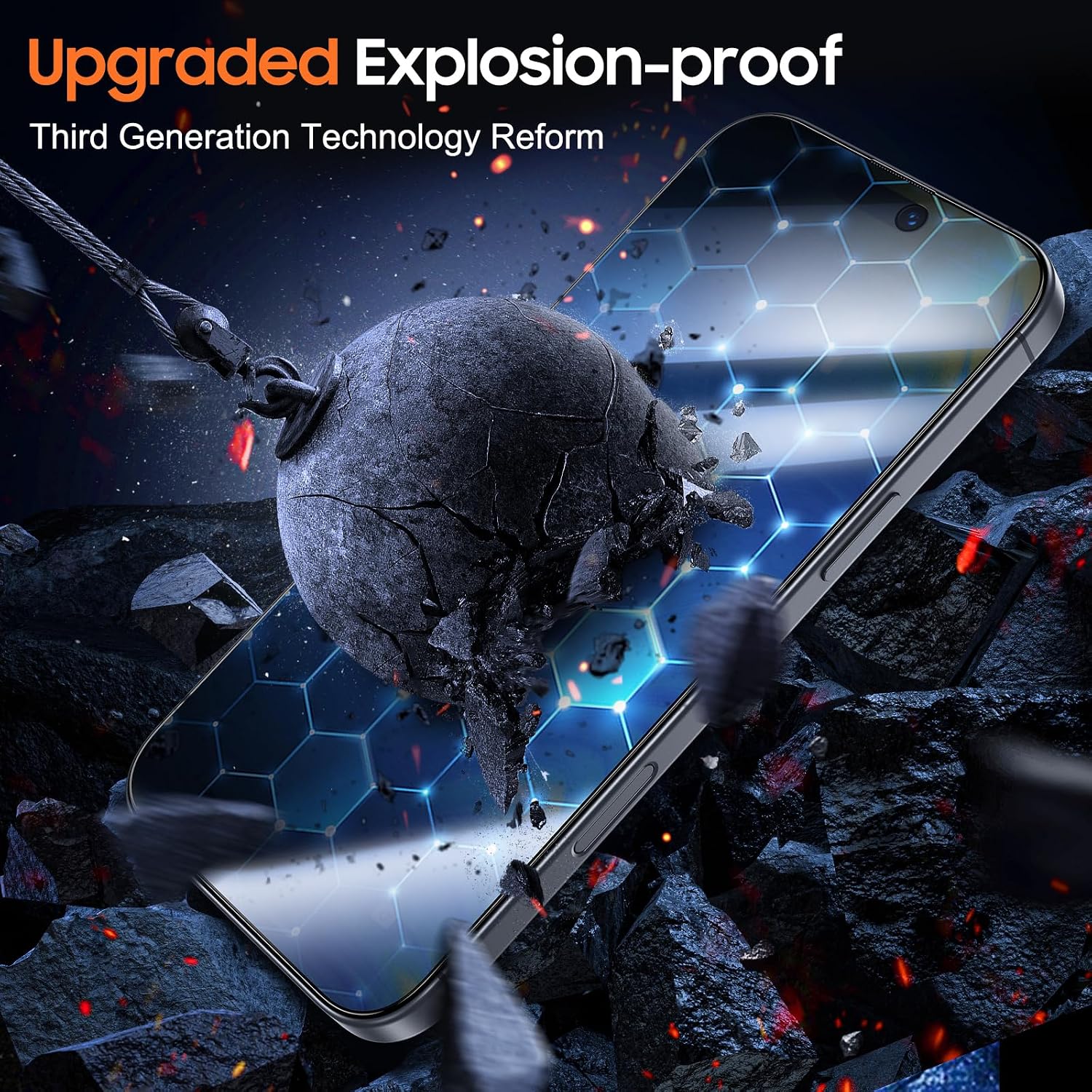 Detalle de UniqueMe iPhone 16 Pro Max privacy screen protector 6.9"