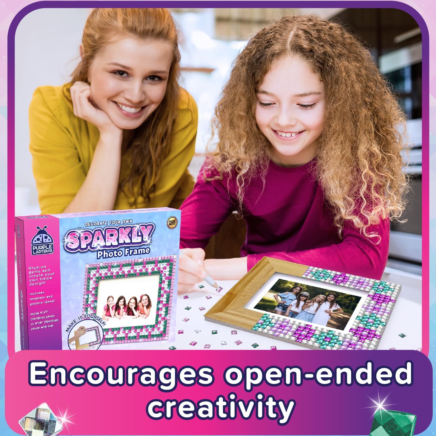 Thumbnail 4 de Purple Ladybug Kids Picture Frame Mosaic Kit