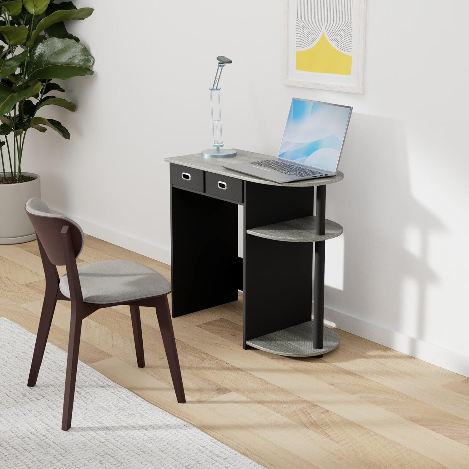 Thumbnail 1 de Furinno Go Green Home laptop desk in French oak/black (80 x 72.4 x 39.6 cm)