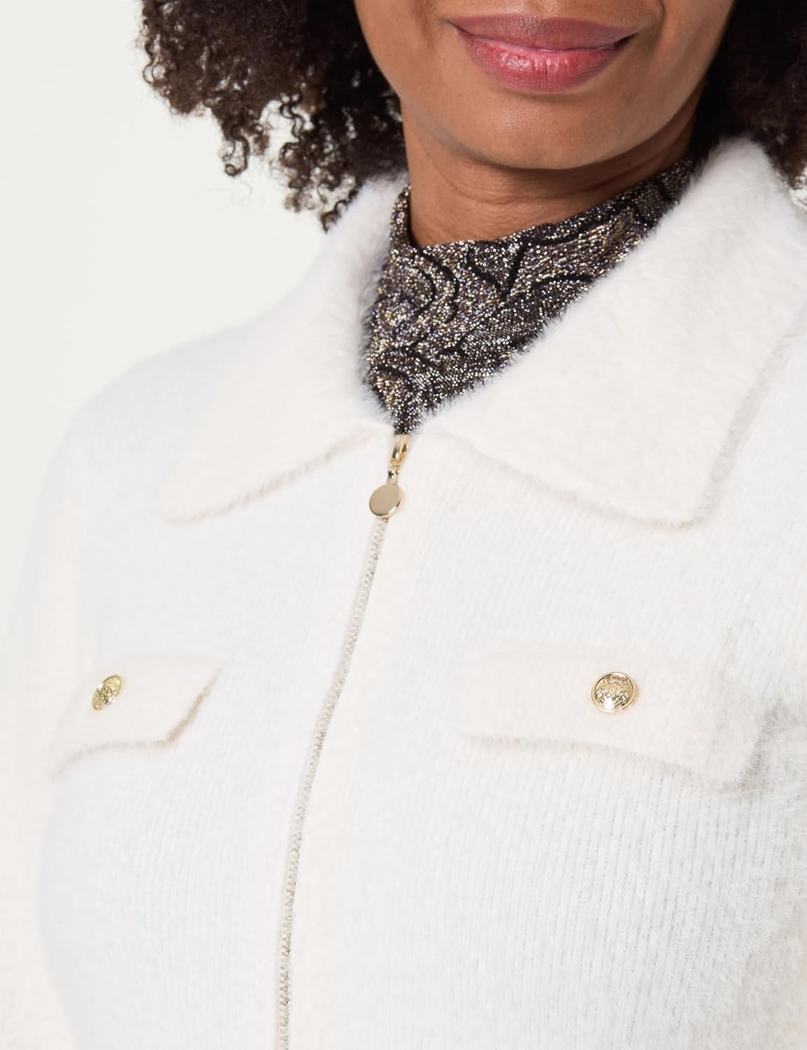 Detalle 2 de Morgan 232-mdomi Pull-Over Femme – Gilet long à col revers et fermeture éclair