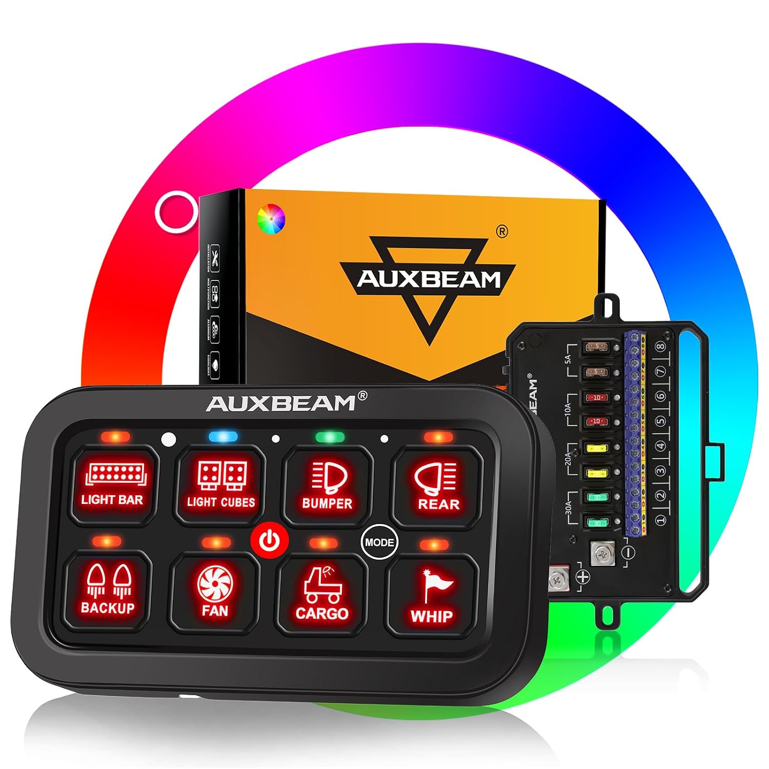 Detalle de Auxbeam RA80 8 Gang RGB Switch Panel