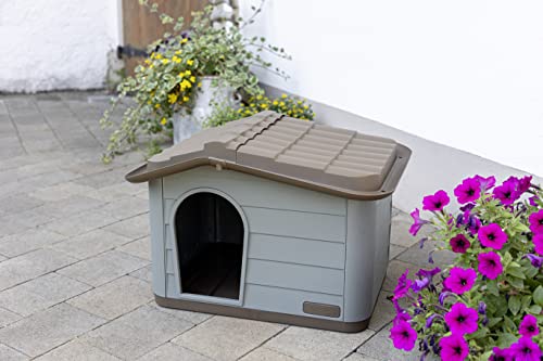 Detalle de Kerbl Pet Paola Eco: casetta per gatti in plastica riciclata, grigio-verde/marrone 60x51x41 cm