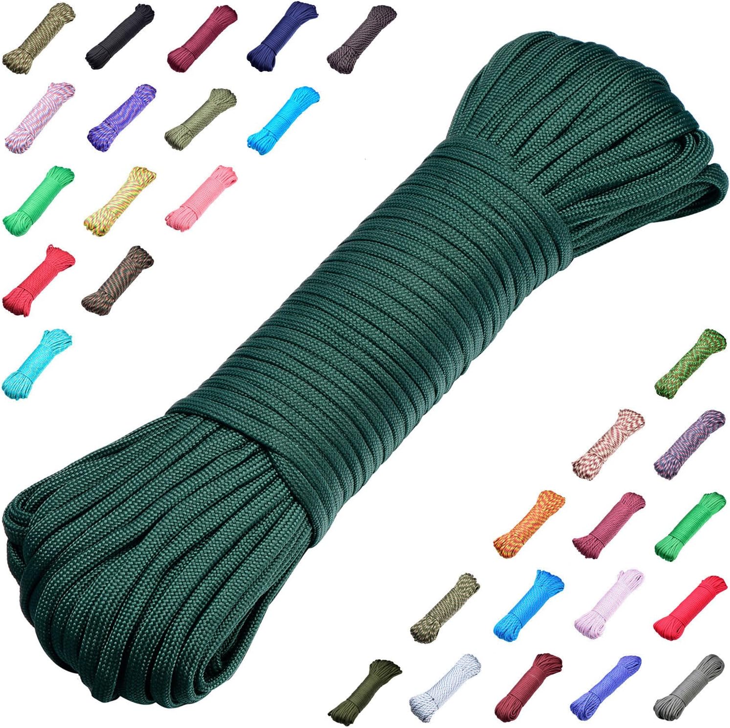 Thumbnail 3 de DonDon Corda Paracord in Nylon Lunga 30 Metri (4 mm, 7 Fili) – Turquoise-Verde-Lilla