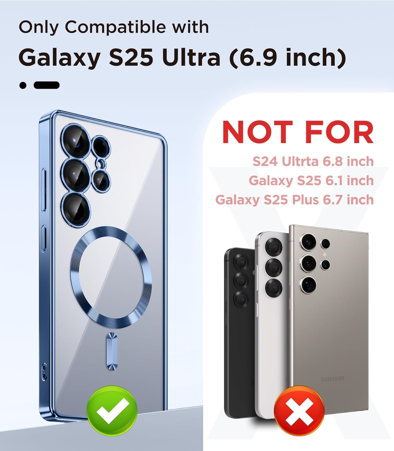 Thumbnail 1 de Magnetic Case for Samsung Galaxy S25 Ultra with Screen Protector – Slim, Mil-Spec Protection in Blue/Clear
