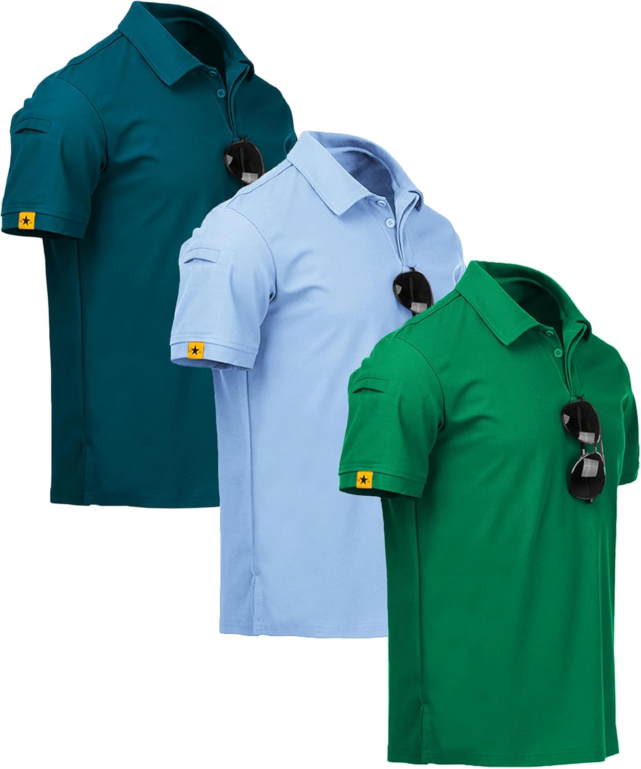 Thumbnail 6 de ZITY 3-Pack Men’s Short-Sleeve Performance Polo Shirts (Polyester Spandex)