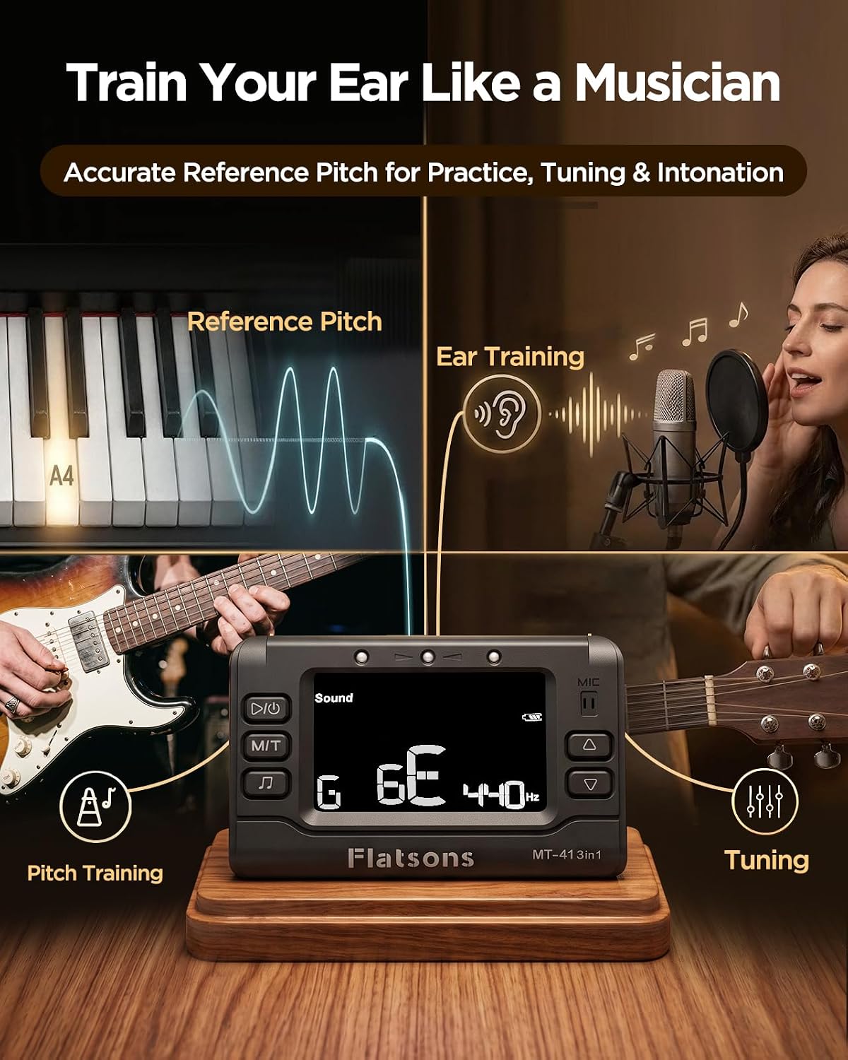 Detalle 2 de Flatsons MT-41 Rechargeable Digital Metronome and Tuner with Color Display
