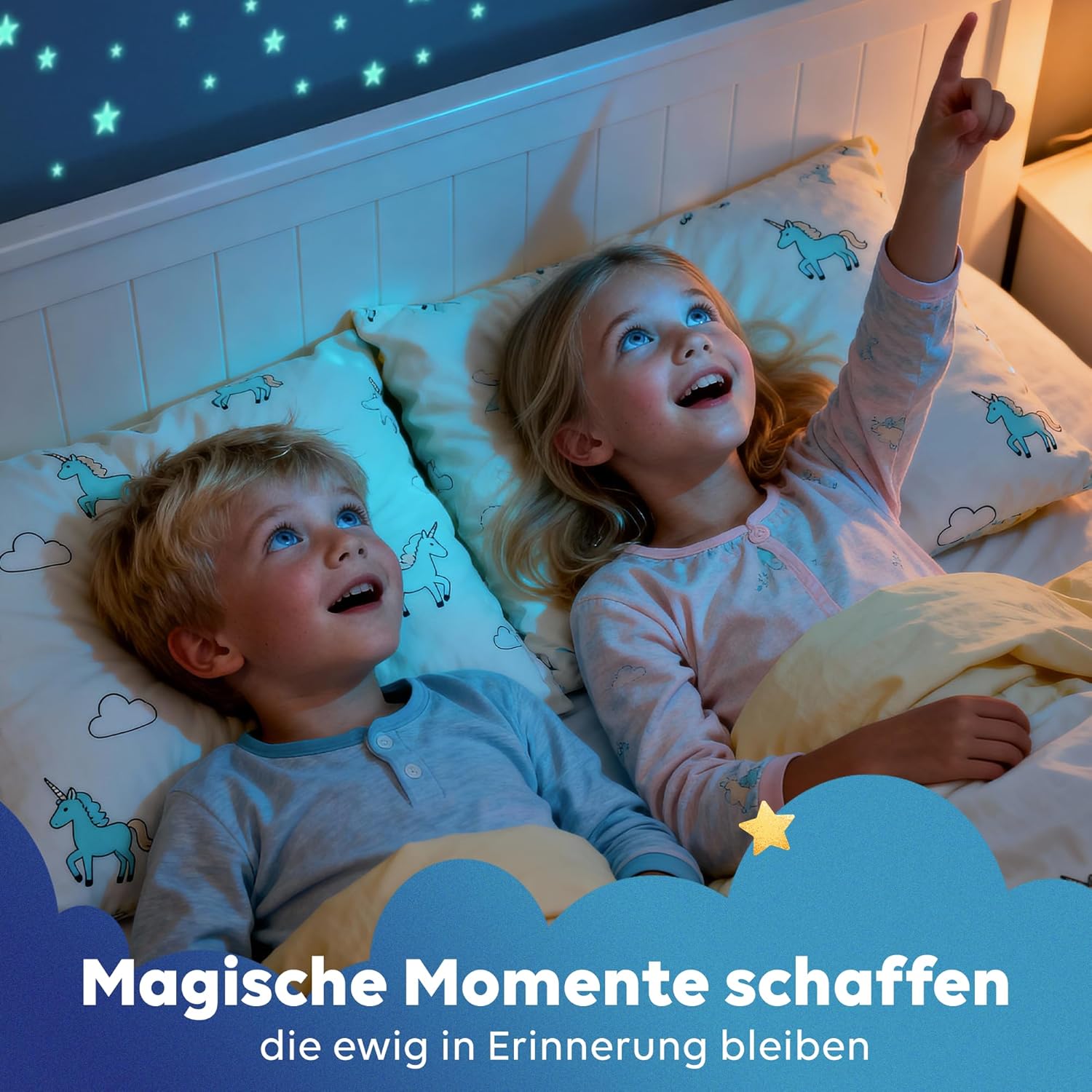 Detalle 2 de LILIMAUS Leuchtmond XXL SELBSTKLEBEND – Mondleuchtsticker für das Kinderzimmer, schaltet den Sternenhimmel im Dunkeln frei