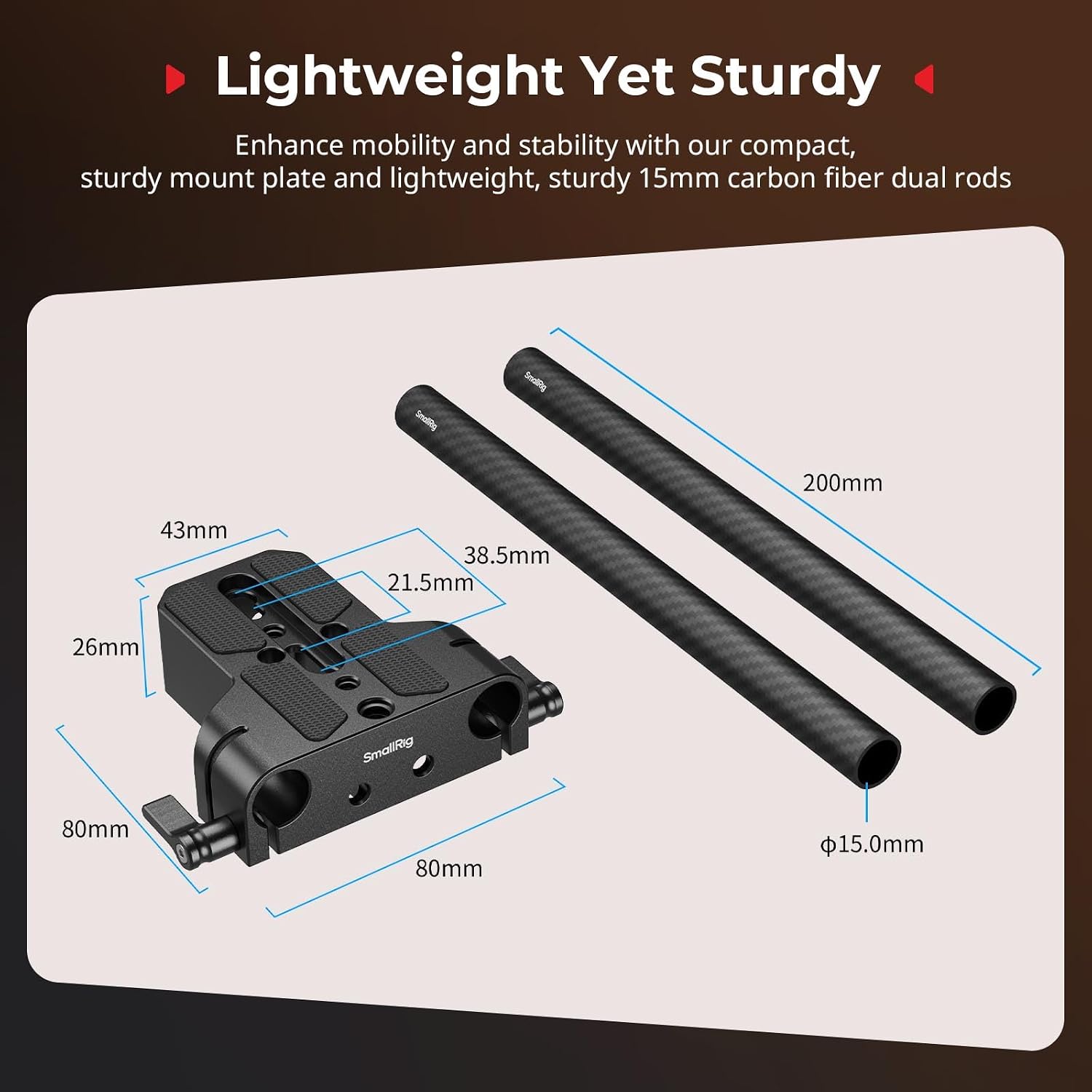 Detalle de SMALLRIG 5609 base plate kit 20cm rods