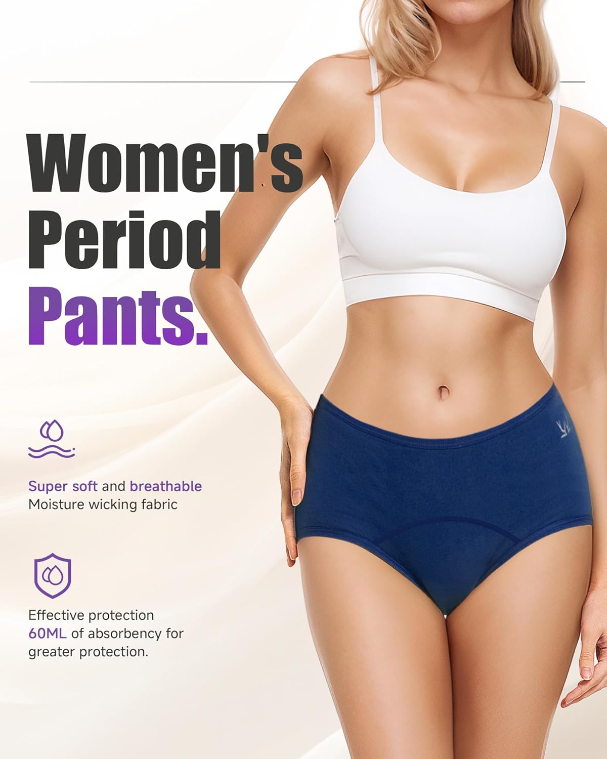 Detalle 2 de TANSTC mutande mestruali donna in cotone, 4 strati anti-perdite (3 pack)