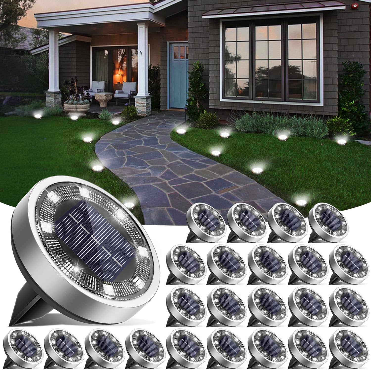 Thumbnail 6 de Vighep Solar Lights Outdoor Garden – 12 Pack Super Bright LED Disk Path Lights